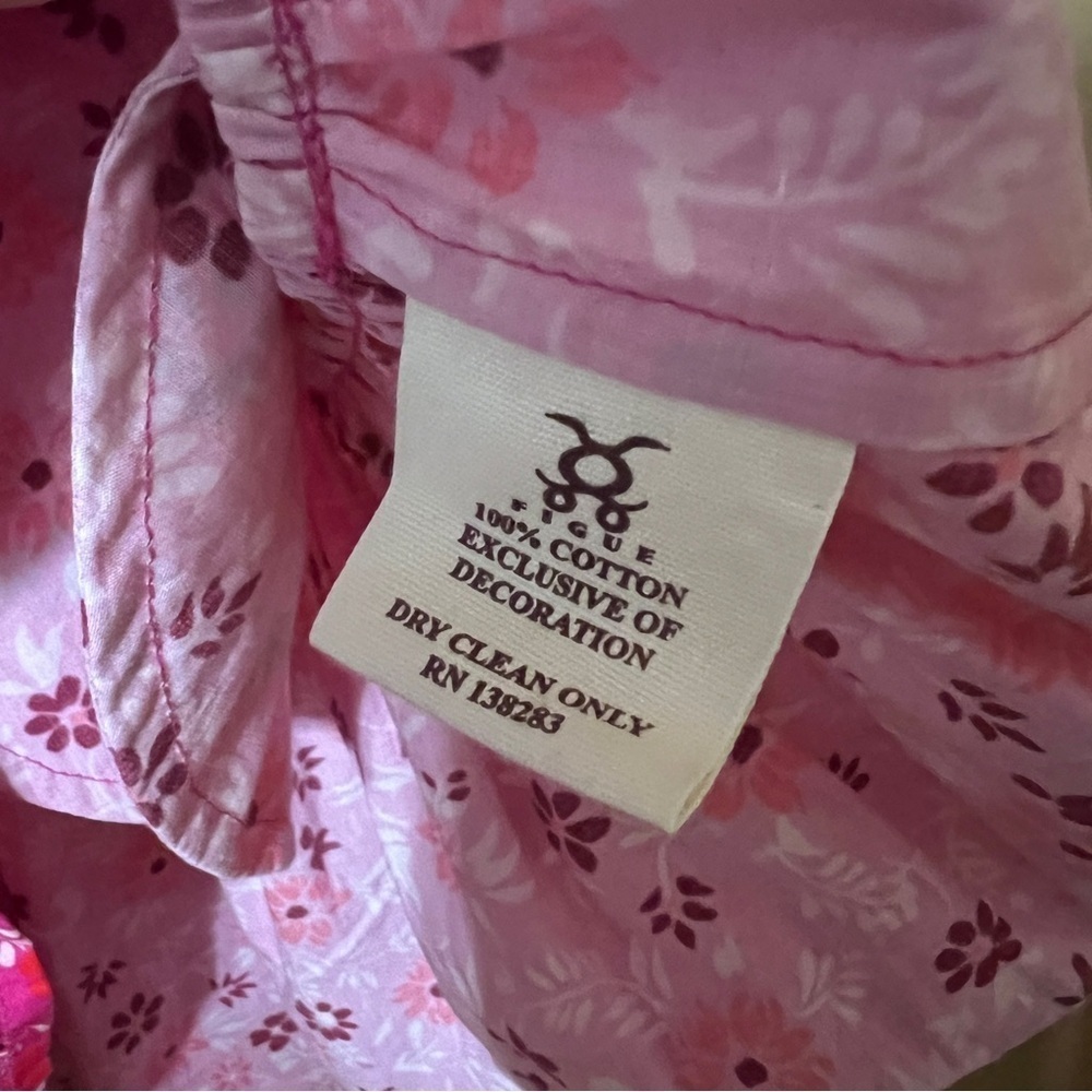 Figue | Bella Dress Tiered Popover Mini Dress Smocked Sleeve Pink Floral Size S - Picture 15 of 15